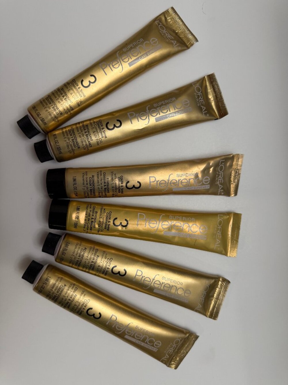 Lot of 6 L'Oréal Superior Preference 3 Color & Shine Conditioner, 1.86 Fl. Oz.